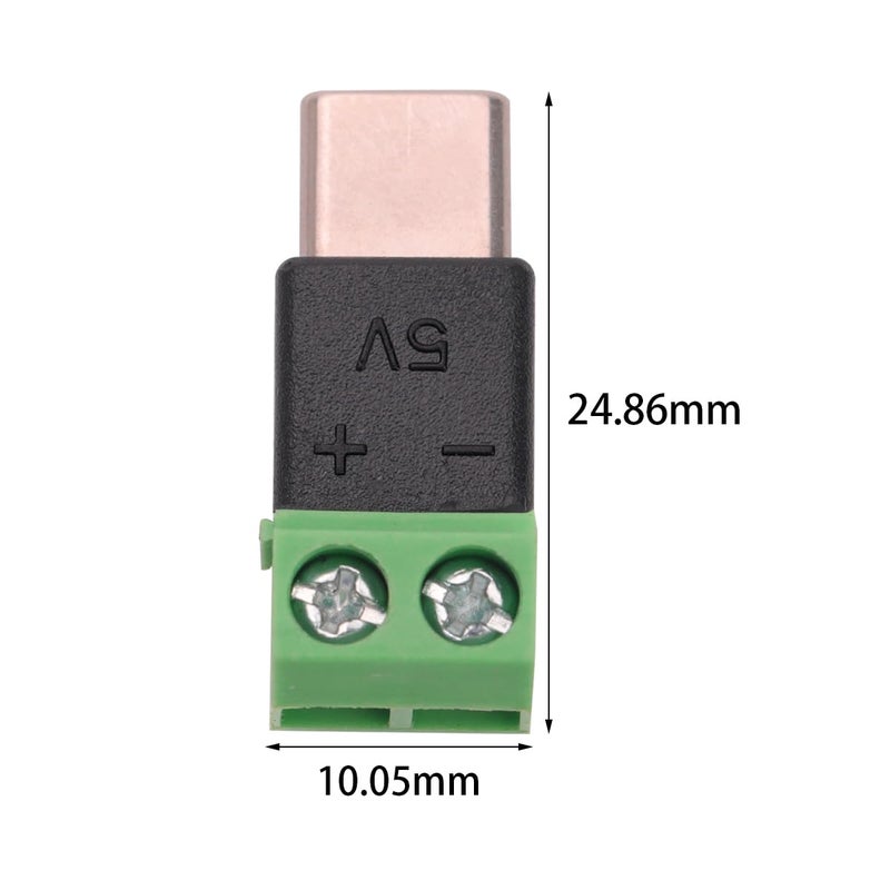 Teansic 5PCS Type C Male to 2 Pin Screw Terminal Adapter,5V USB C to 2 Pin Solderless Connector for Charging Mobile Devices and Small Appliances - Image 3